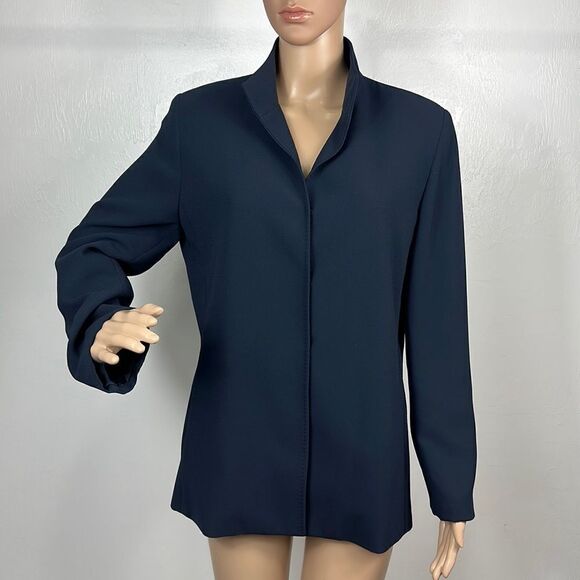 Kasper Navy Blue Collared Blazer Jacket Size 10 P - Picture 1 of 10